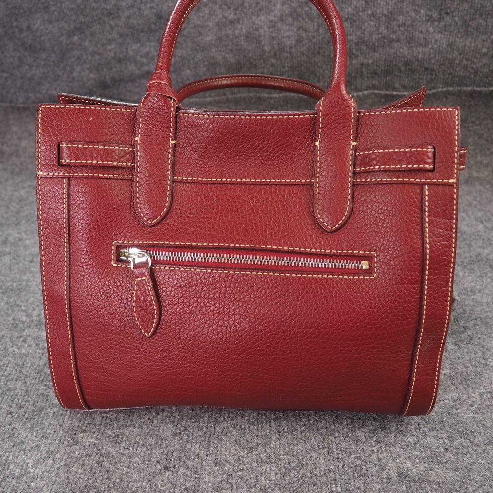Dooney & Bourke City Barlow Satchel Burgundy Pebbled Leather Tassel Bag - Picture 7 of 16